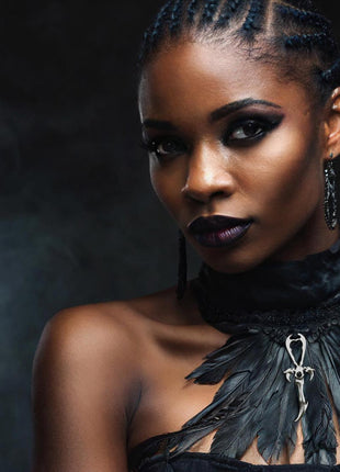 Fatima is wearing the Traveler's Protection Ankh in Sterling Silver with Black Tourmaline. Makeup by JoHanna Moresco.