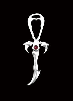 The Traveler's Protection Ankh in Rhodium Plated Sterling Silver with Red Topaz.