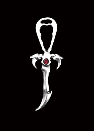 The Traveler's Protection Ankh in Sterling Silver with Red Topaz